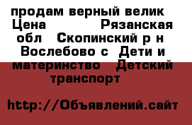 продам верный велик › Цена ­ 1 500 - Рязанская обл., Скопинский р-н, Вослебово с. Дети и материнство » Детский транспорт   